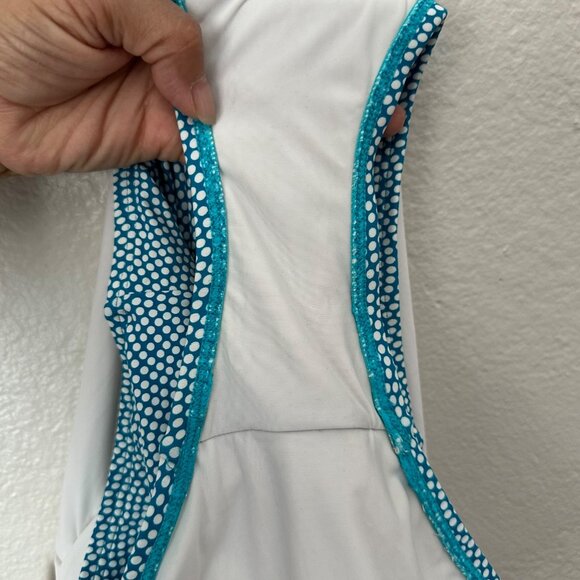 Anthropologie Mermaid One Piece Swimsuit Halter Twist Front Blue Sz S - Picture 3 of 6